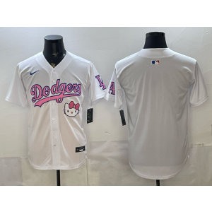 Los Angeles Dodgers Blank White Pink Hello Kitty Cool Base Men Jersey Los Angeles Dodgers Blank White Pink Hello Kitty Cool Base Men Jersey