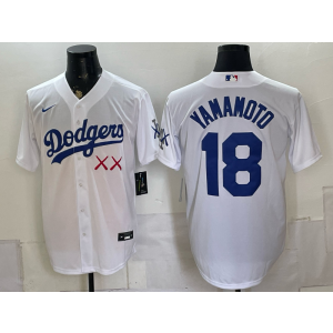 Los Angeles Dodgers x KAWS 18 Yamamoto White Men Jersey