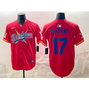 Los Angeles Dodgers x One Piece 17 Ohtani Red Men Jersey