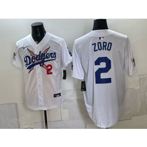 Los Angeles Dodgers x One Piece 2 Zoro White Men Jersey