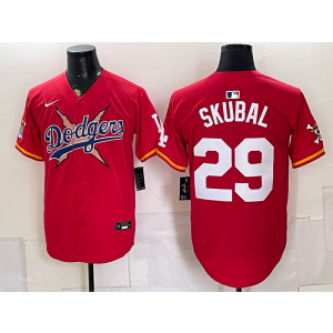 Los Angeles Dodgers x One Piece 29 Skubal Red Men Jersey
