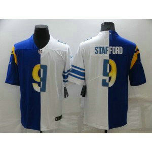 Los Angeles Rams & Detroit Lions 9 Stafford White Blue Split Vapor Limited Men Jersey