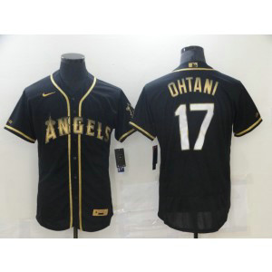 MLB Angels 17 Shohei Ohtani Black Gold Flexbase Men Jersey MLB Angels 17 Shohei Ohtani Black Gold Flexbase Men Jersey