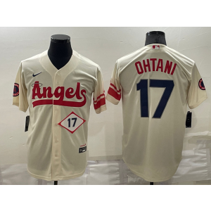 MLB Angels 17 Shohei Ohtani Cream 2021 City Connect Cool Base Men Jerseys MLB Angels 17 Shohei Ohtani Cream 2021 City Connect Cool Base Men Jerseys