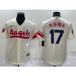 MLB Angels 17 Shohei Ohtani Cream 2021 City Connect Nike Cool Base Men Jersey