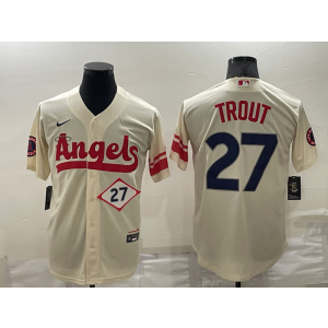 MLB Angels 27 Mike Trout Cream 2021 City Connect Cool Base Men Jersey MLB Angels 27 Mike Trout Cream 2021 City Connect Cool Base Men Jersey