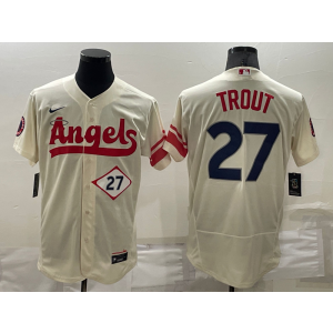 MLB Angels 27 Mike Trout Cream 2021 City Connect Flexbase Men Jersey MLB Angels 27 Mike Trout Cream 2021 City Connect Flexbase Men Jersey