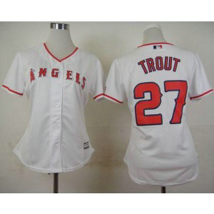 MLB Angels 27 Mike Trout White Home Women Jersey MLB Angels 27 Mike Trout White Home Women Jersey
