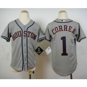 MLB Astros 1 Carlos Correa Grey Cool Base Youth Jersey MLB Astros 1 Carlos Correa Grey Cool Base Youth Jersey