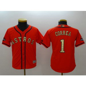 MLB Astros 1 Carlos Correa Orange 2018 Gold Program Cool Base Youth Jersey MLB Astros 1 Carlos Correa Orange 2018 Gold Program Cool Base Youth Jersey