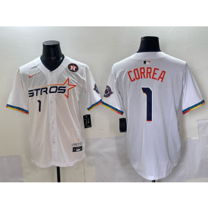 MLB Astros 1 Correa White Nike Cool Base Men Jersey MLB Astros 1 Correa White Nike Cool Base Men Jersey
