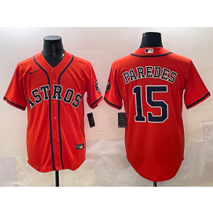 MLB Astros 15 Paredes Orange Nike Cool Base Men Jersey MLB Astros 15 Paredes Orange Nike Cool Base Men Jersey