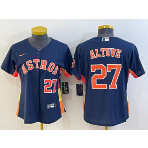 MLB Astros 27 Jose Altuve Navy With Patch Nike Cool Base Women Jersey(Run Small) MLB Astros 27 Jose Altuve Navy With Patch Nike Cool Base Women Jersey(Run Small)