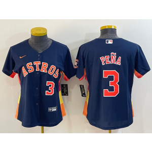 MLB Astros 3 Jeremy Pena Blue Nike Cool Women Jersey MLB Astros 3 Jeremy Pena Blue Nike Cool Women Jersey