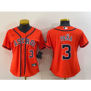 MLB Astros 3 Jeremy Pena Orange Nike Cool Women Jersey MLB Astros 3 Jeremy Pena Orange Nike Cool Women Jersey
