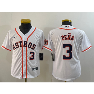 MLB Astros 3 Jeremy Pena White Nike Cool Base Youth Jersey MLB Astros 3 Jeremy Pena White Nike Cool Base Youth Jersey