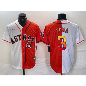 MLB Astros 3 Jeremy Pena White Orange Split Nike Cool Base Men Jersey MLB Astros 3 Jeremy Pena White Orange Split Nike Cool Base Men Jersey