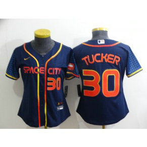 MLB Astros 30 Kyle Tucker Navy 2022 City Connect Nike Cool Base Women Jersey