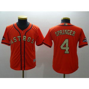 MLB Astros 4 George Springer Orange 2018 Gold Program Cool Base Youth Jersey MLB Astros 4 George Springer Orange 2018 Gold Program Cool Base Youth Jersey