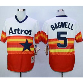 MLB Astros 5 Jeff Bagwell White Orange 1980 Mitchell and Ness Throwback Men Jersey