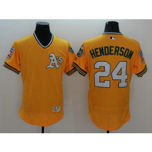 MLB Athletics 24 Rickey Henderson Yellow Flexbase Men Jersey MLB Athletics 24 Rickey Henderson Yellow Flexbase Men Jersey