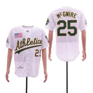 MLB Athletics 25 Mark McGwire White 1989 World Series Cool Base Men Jersey