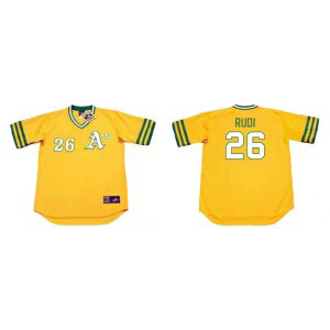 MLB Athletics 26 JOE RUDI Yellow 1972 Throwback Men Jersey MLB Athletics 26 JOE RUDI Yellow 1972 Throwback Men Jersey