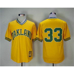 MLB Athletics 33 Jose Canseco Yellow Turn Back The Clock Copperstown Collection Men Jersey
