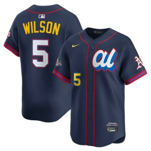 MLB Athletics 5 Jacob Wilson Navy American League 2025 All Star Nike Cool Base Men Jersey MLB Athletics 5 Jacob Wilson Navy American League 2025 All Star Nike Cool Base Men Jersey