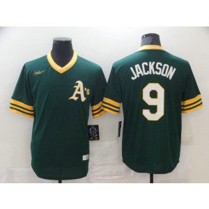 MLB Athletics 9 Reggie Jackson Green Nike Cool Base Men Jersey