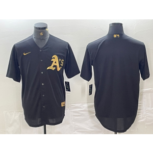 MLB Athletics Blank Black Gold Nike Cool Base Men Jersey