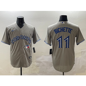 MLB Blue Jays 11 Bo Bichette Grey Nike Cool Base Men Jersey