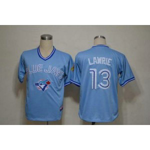 MLB Blue Jays 13 Brett Lawrie Light Blue Mitchell and Ness Throwback Men Jersey