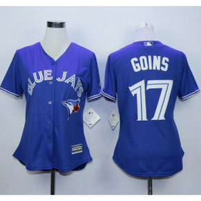 MLB Blue Jays 17 Ryan Goins Blue Alternate Women Jersey MLB Blue Jays 17 Ryan Goins Blue Alternate Women Jersey