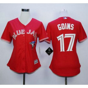 MLB Blue Jays 17 Ryan Goins Red Canada Day Women Jersey MLB Blue Jays 17 Ryan Goins Red Canada Day Women Jersey