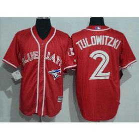 MLB Blue Jays 2 Troy Tulowitzki Red 2016 Canada Day Majestic Cool Base Men Jersey