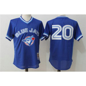 MLB Blue Jays 20 Josh Donaldson Blue Mitchell and Ness Throwback Men Jersey