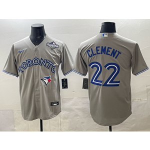MLB Blue Jays 22 Clement Grey 2025 World Series Nike Cool Base Men Jersey MLB Blue Jays 22 Clement Grey 2025 World Series Nike Cool Base Men Jersey