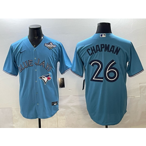 MLB Blue Jays 26 Matt Chapman Light Blue 2025 World Series Nike Cool Base Men Jersey MLB Blue Jays 26 Matt Chapman Light Blue 2025 World Series Nike Cool Base Men Jersey