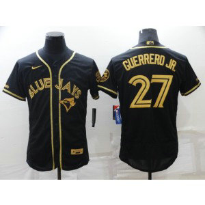 MLB Blue Jays 27 Vladimir Guerrero Jr. Black Gold Flexbase Men Jersey
