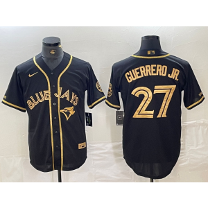 MLB Blue Jays 27 Vladimir Guerrero Jr. Black Gold Nike Cool Base Men Jersey