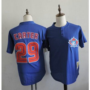 MLB Blue Jays 29 Joe Carter Blue Throwback Men Jersey