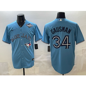 MLB Blue Jays 34 Gausman Light Blue 2025 World Series Nike Cool Base Men Jersey MLB Blue Jays 34 Gausman Light Blue 2025 World Series Nike Cool Base Men Jersey