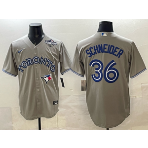 MLB Blue Jays 36 Schneider Grey 2025 World Series Nike Cool Base Men Jersey MLB Blue Jays 36 Schneider Grey 2025 World Series Nike Cool Base Men Jersey