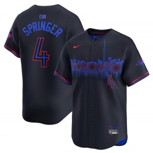 MLB Blue Jays 4 George Springer Black 2024 City Connect Nike Cool Base Men Jersey