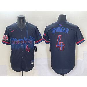 MLB Blue Jays 4 Springer Black City Connect Nike Cool Base Men Jersey