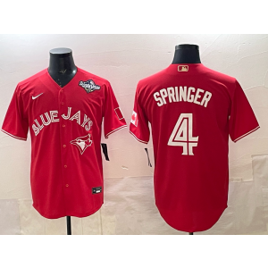 MLB Blue Jays 4 Springer Red 2025 World Series Nike Cool Base Men Jersey MLB Blue Jays 4 Springer Red 2025 World Series Nike Cool Base Men Jersey