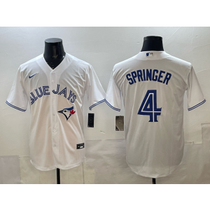 MLB Blue Jays 4 Srpinger White Nike Cool Base Men Jersey