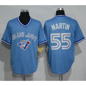 MLB Blue Jays 55 Russell Martin Light Blue Cooperstown Throwback Men Jersey