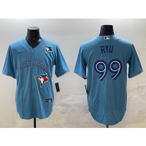 MLB Blue Jays 99 Hyun-Jin Ryu Light Blue Nike Cool Base Men Jersey